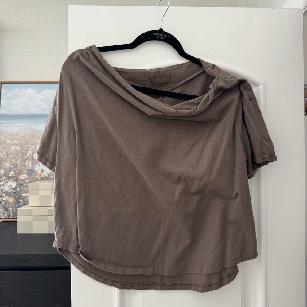 Nuuds off the shoulder Casual Brown Women's Top